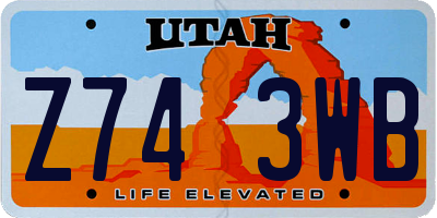 UT license plate Z743WB