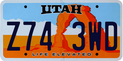UT license plate Z743WD