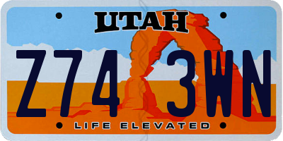 UT license plate Z743WN