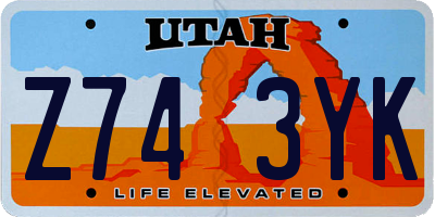 UT license plate Z743YK