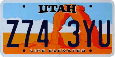 UT license plate Z743YU