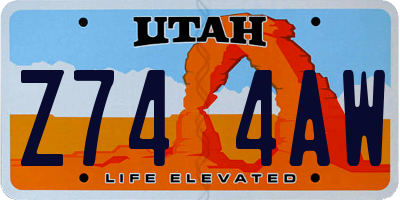 UT license plate Z744AW