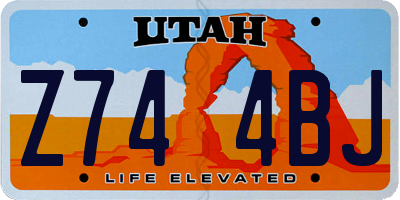 UT license plate Z744BJ