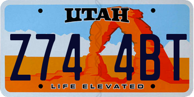 UT license plate Z744BT