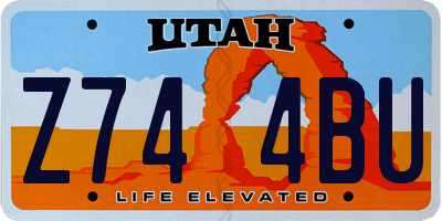 UT license plate Z744BU