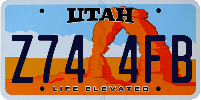 UT license plate Z744FB