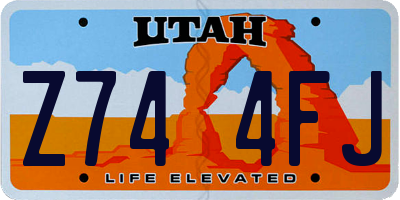 UT license plate Z744FJ