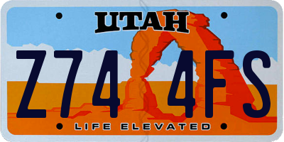 UT license plate Z744FS