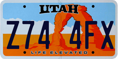 UT license plate Z744FX