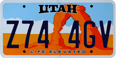 UT license plate Z744GV
