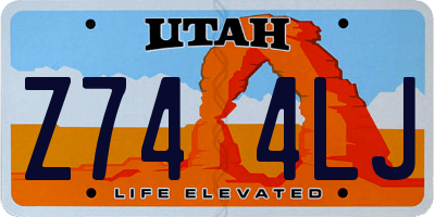 UT license plate Z744LJ