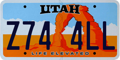 UT license plate Z744LL