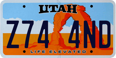 UT license plate Z744ND