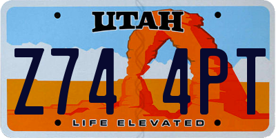 UT license plate Z744PT