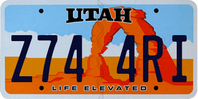 UT license plate Z744RI