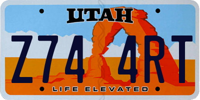 UT license plate Z744RT