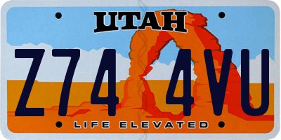 UT license plate Z744VU
