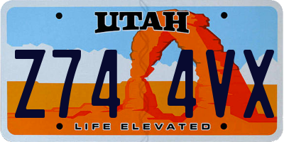UT license plate Z744VX