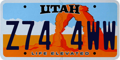 UT license plate Z744WW