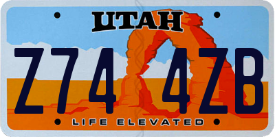 UT license plate Z744ZB
