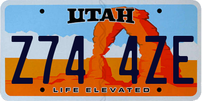 UT license plate Z744ZE