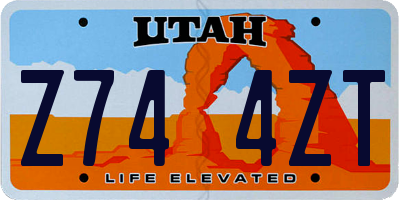UT license plate Z744ZT