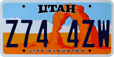 UT license plate Z744ZW