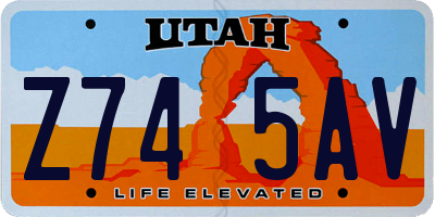 UT license plate Z745AV