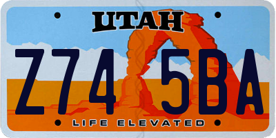 UT license plate Z745BA