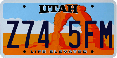 UT license plate Z745FM