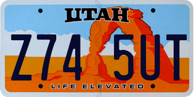 UT license plate Z745UT