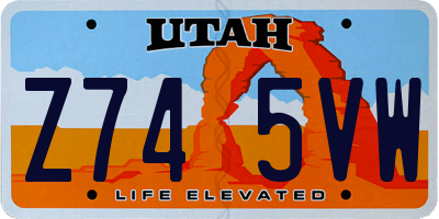 UT license plate Z745VW