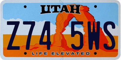 UT license plate Z745WS