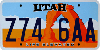 UT license plate Z746AA