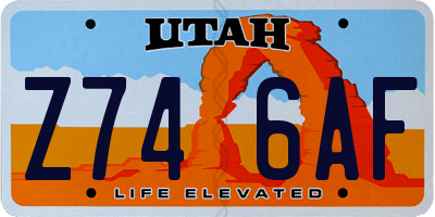 UT license plate Z746AF