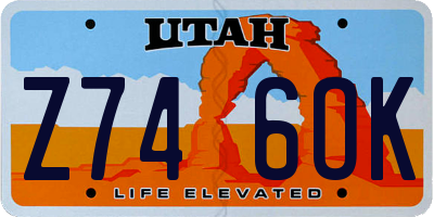 UT license plate Z746OK