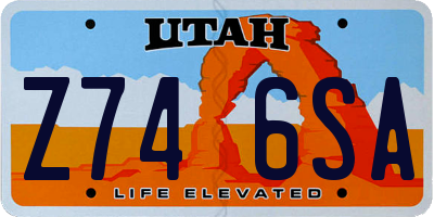 UT license plate Z746SA