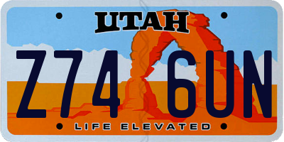 UT license plate Z746UN