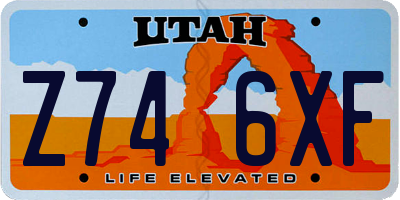 UT license plate Z746XF