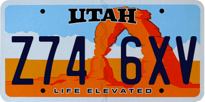 UT license plate Z746XV