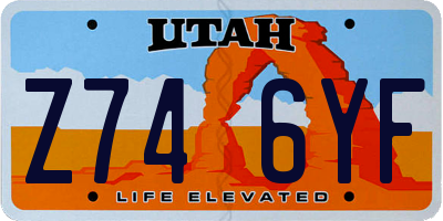 UT license plate Z746YF