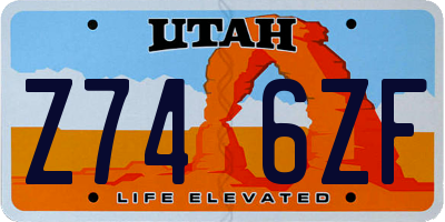 UT license plate Z746ZF