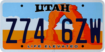 UT license plate Z746ZW