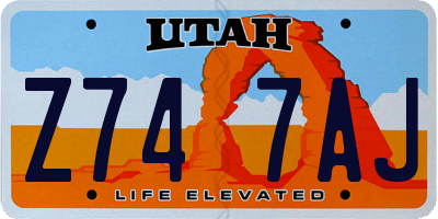 UT license plate Z747AJ