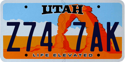 UT license plate Z747AK