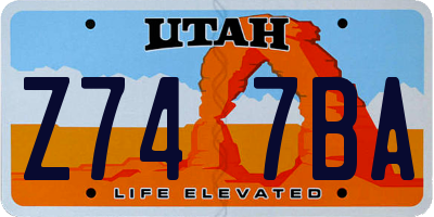 UT license plate Z747BA