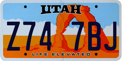 UT license plate Z747BJ
