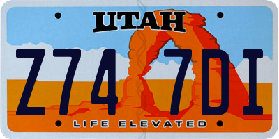 UT license plate Z747DI