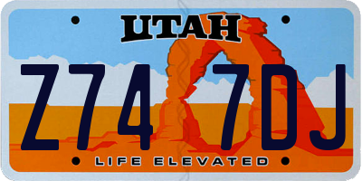 UT license plate Z747DJ