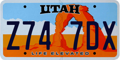 UT license plate Z747DX